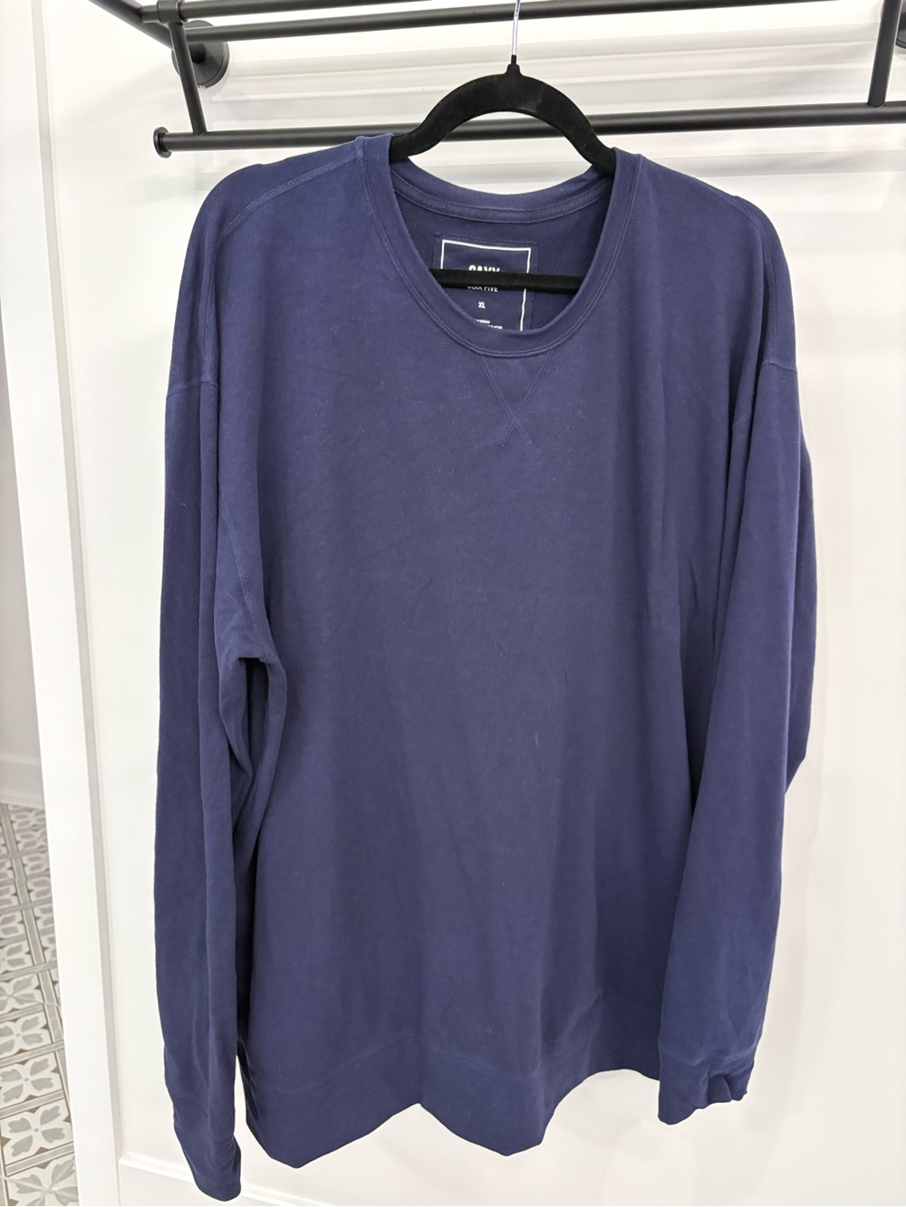 Men's SAXX Navy Crewneck Long-Sleeve Shirt